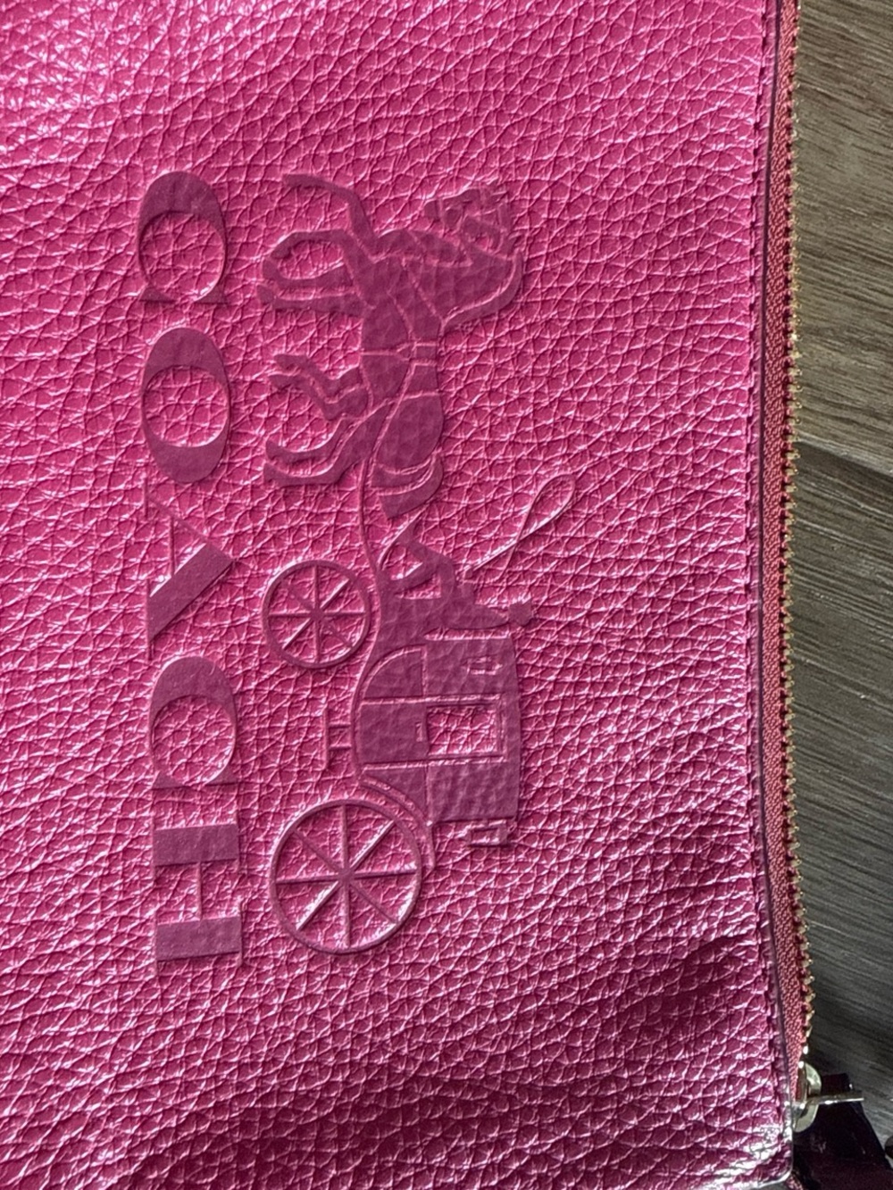 Coach Hot Pink Pebbled Leather Wristlet - Picture 2 of 8